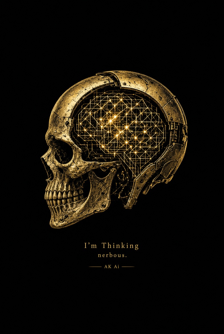I'm Thinking locked gold skull print