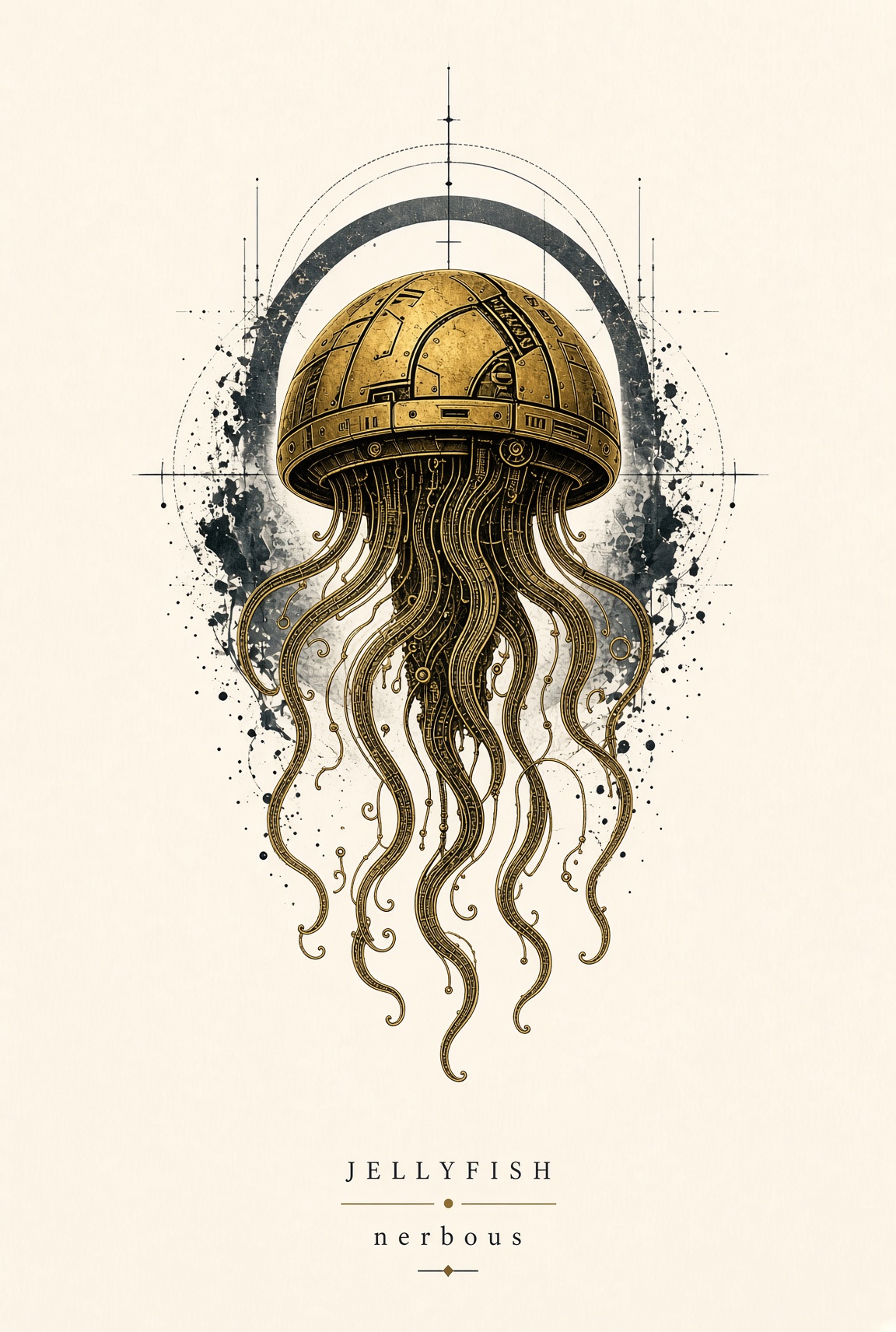 Jellyfish locked cream print